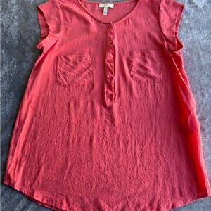 Silk Shell Top in Coral Pink